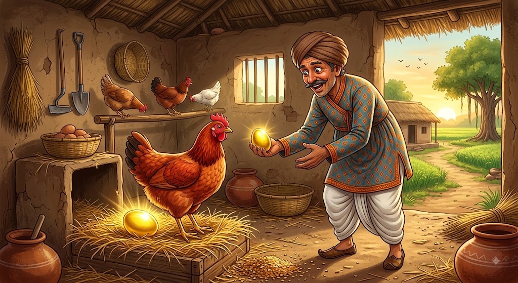 સોનાનું ઈંડું આપતી મરઘી gujarati varta pdf